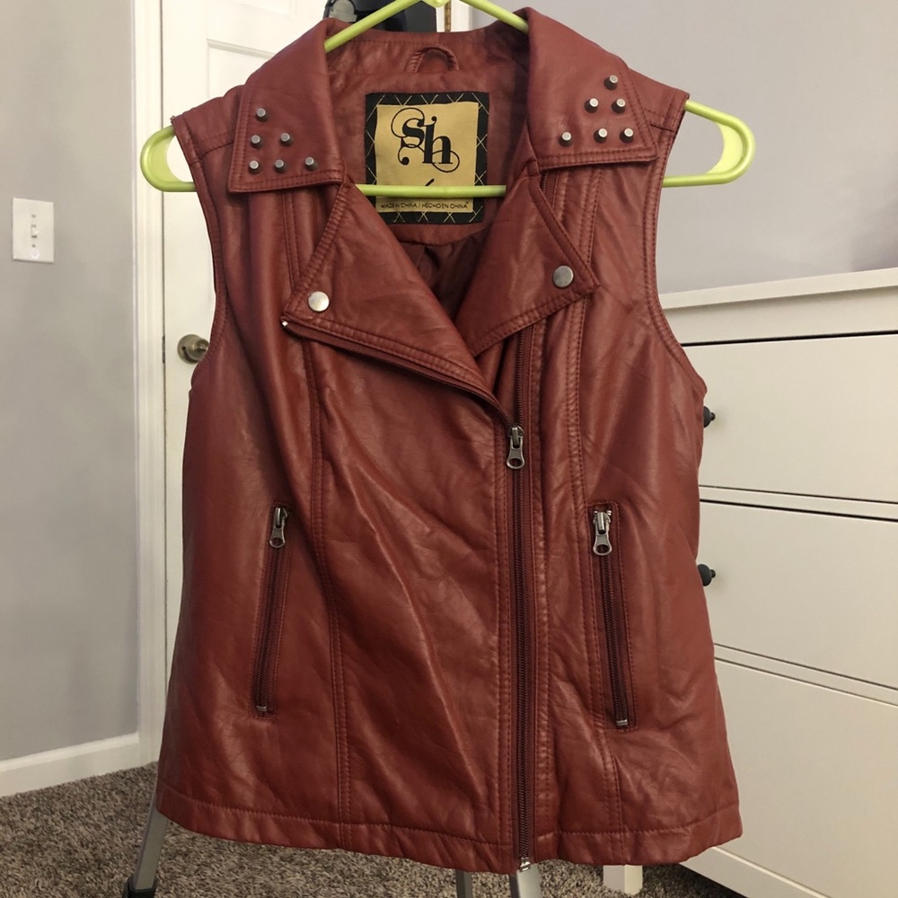 Maroon leather vest
